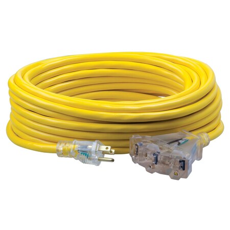 Southwire 50ft SJTW 12/3 Three-Way Power Block W/ Lighted End (Yellow) 4188SW8802